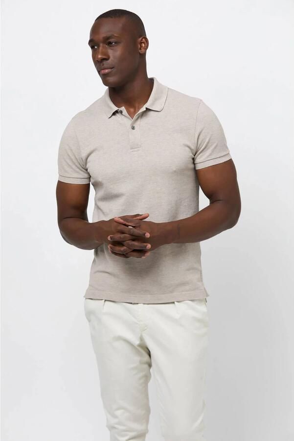 Profuomo Polo Shirt Korte Mouw Piqué Poloshirt Beige - Foto 5