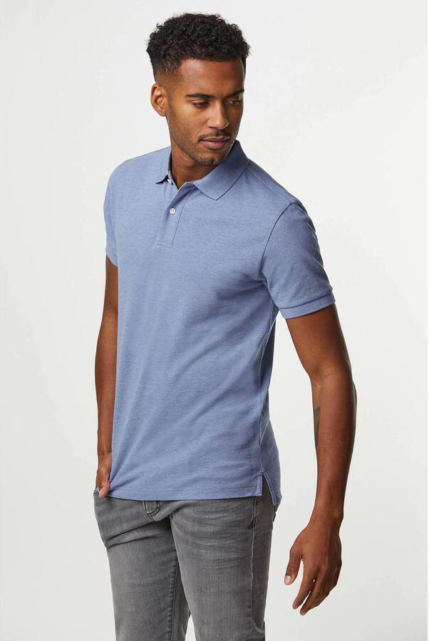 Profuomo Polo Shirt Korte Mouw Piqué Poloshirt Melange Blauw - Foto 5