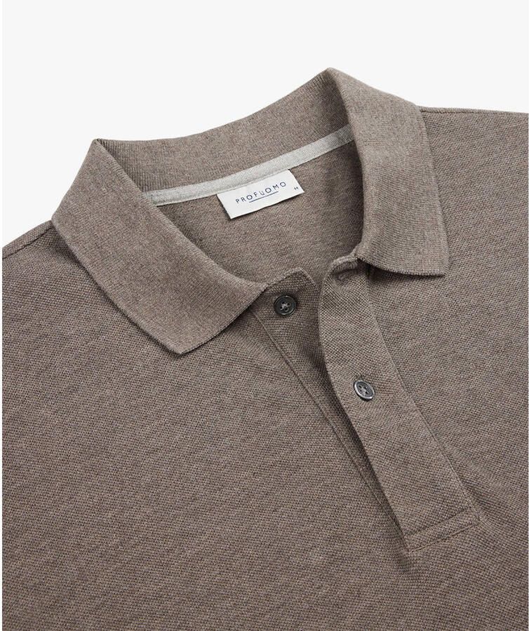 Profuomo Polo Shirt Korte Mouw Piqué Poloshirt Melange Bruin - Foto 6