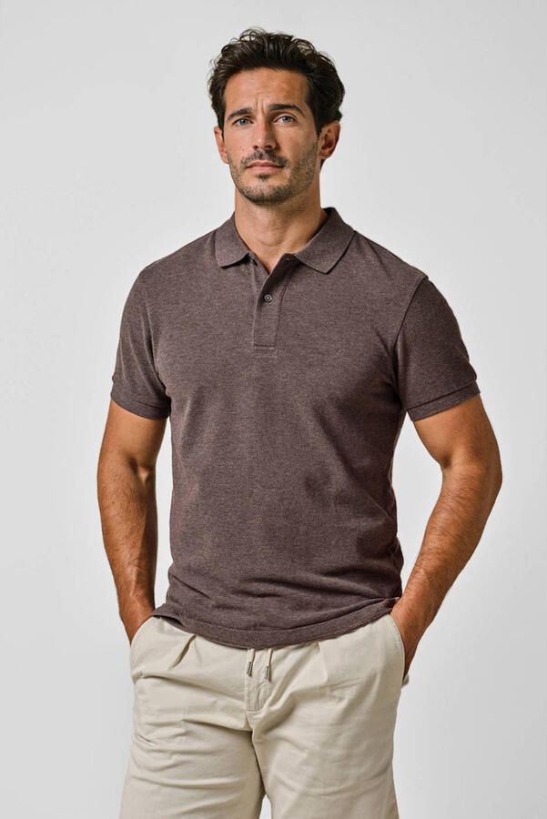 Profuomo regular polo donkerbruin
