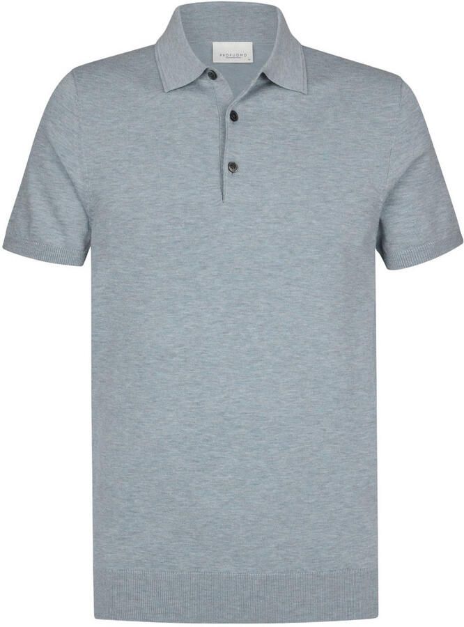 Profuomo regular polo fijn gebreid blauw