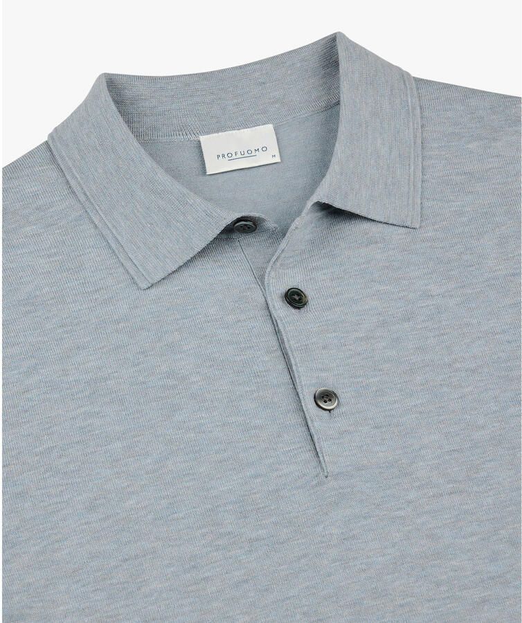 Profuomo regular polo fijn gebreid blauw - Foto 2