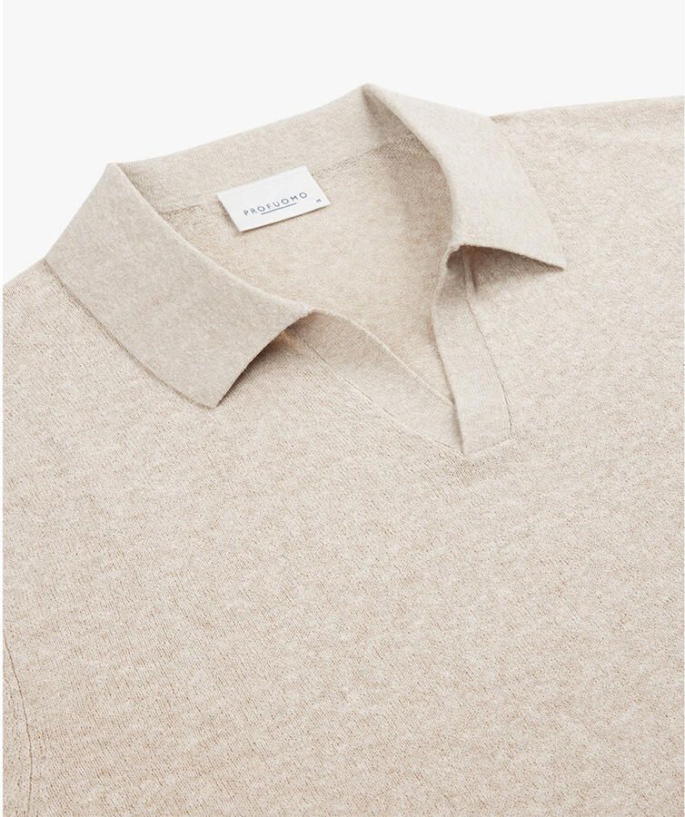 Profuomo T-shirt Poloshirt Linen Blend Beige
