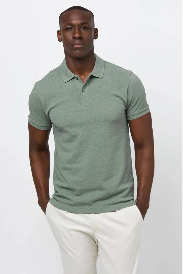Profuomo Polo Shirt Korte Mouw Piqué Poloshirt Melange Groen - Foto 5