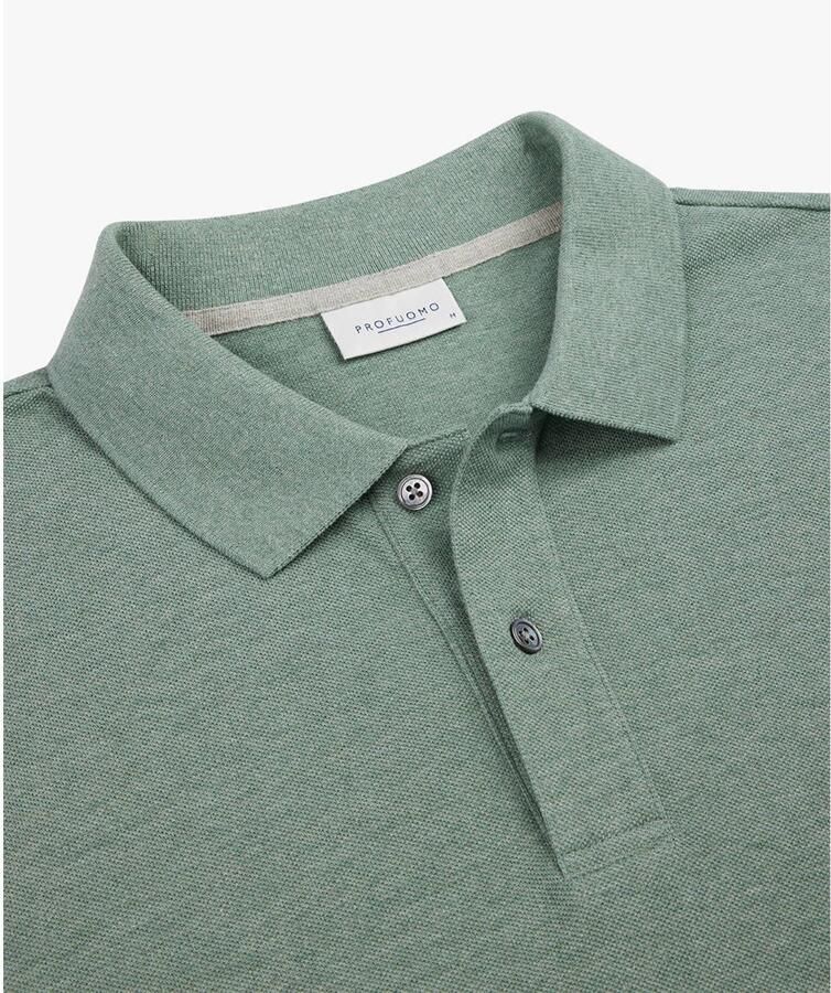Profuomo Polo Shirt Korte Mouw Piqué Poloshirt Melange Groen - Foto 6