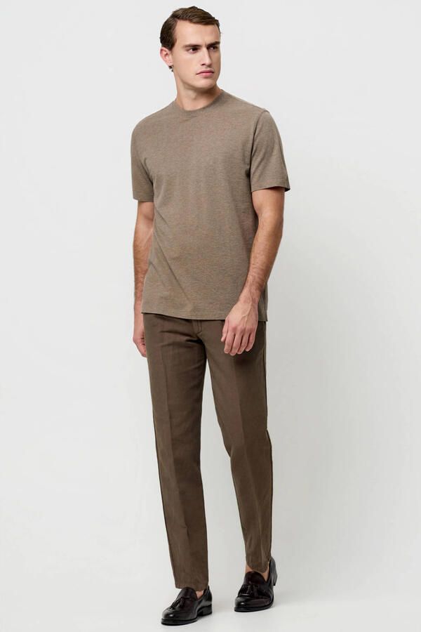 PROFUOMO Heren Polo's & T-shirts Mercerized Stretch Pique Taupe - Foto 7