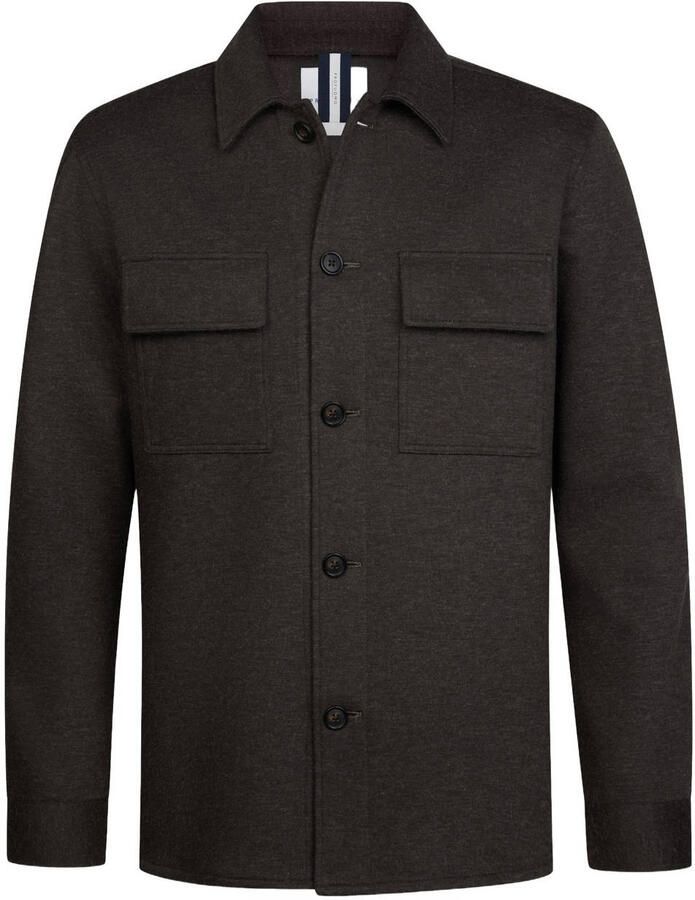 Profuomo relaxed fit overshirt met wol donkerbruin