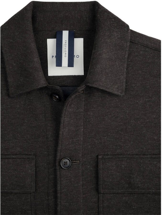 Profuomo relaxed fit overshirt met wol donkerbruin - Foto 2