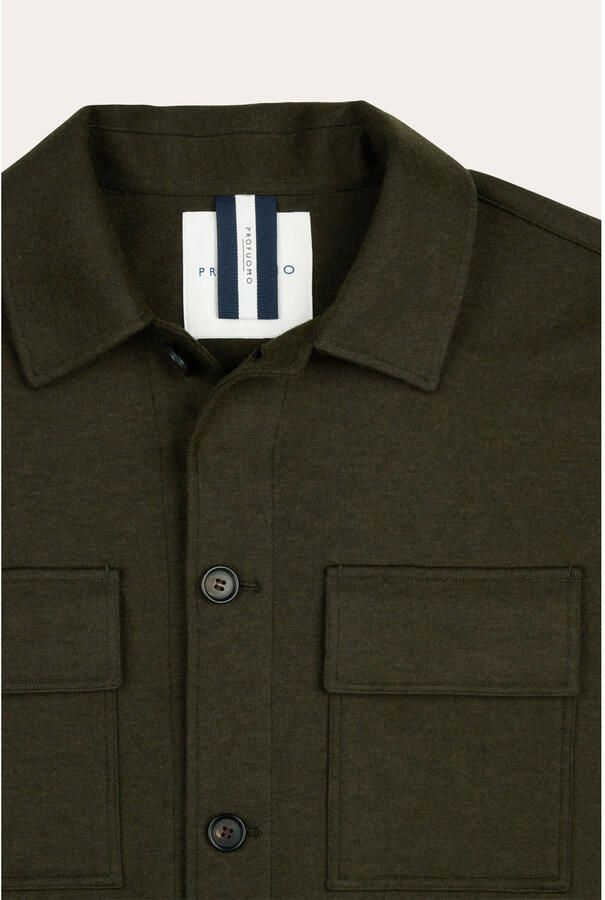 Profuomo relaxed fit overshirt met wol donkergroen - Foto 2