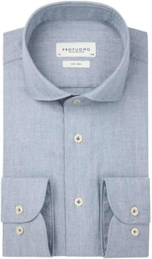 Profuomo Slim fit zakelijk overhemd met kentkraag - Foto 2