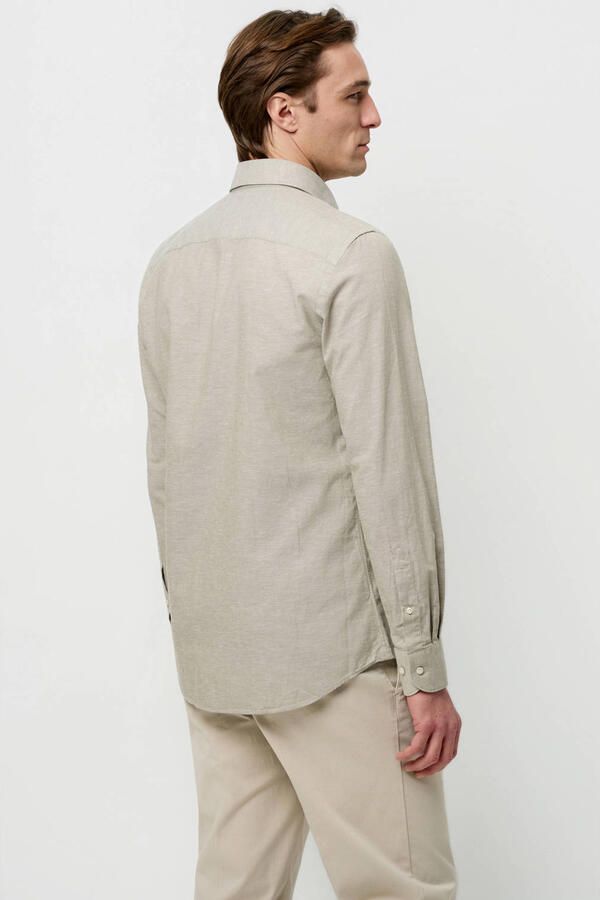 Profuomo slim casual overhemd met linnen groen - Foto 7