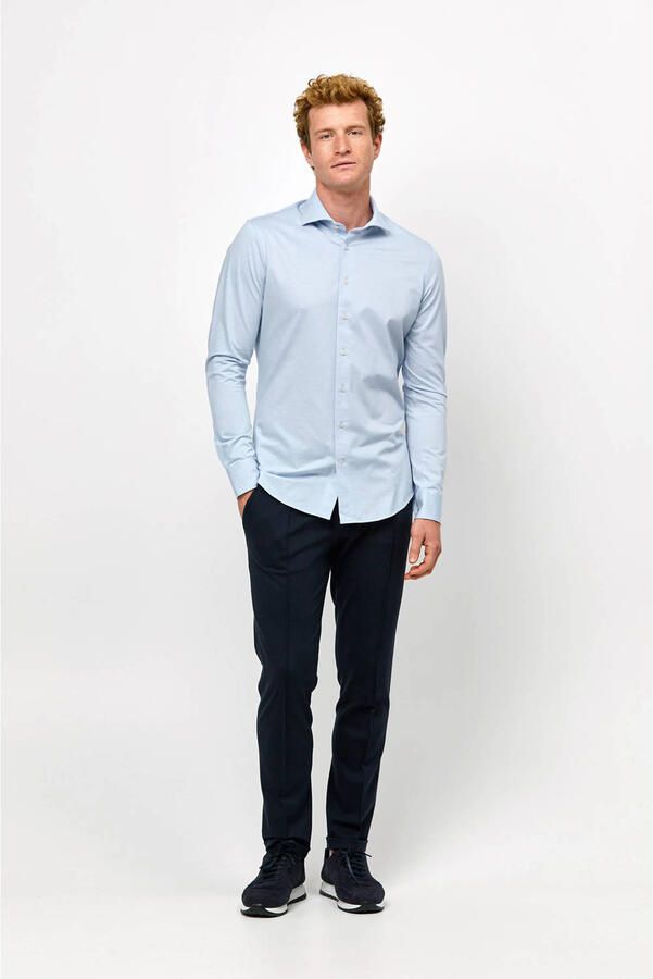 Profuomo Overhemd Lange Mouw Knitted Overhemd Lichtblauw