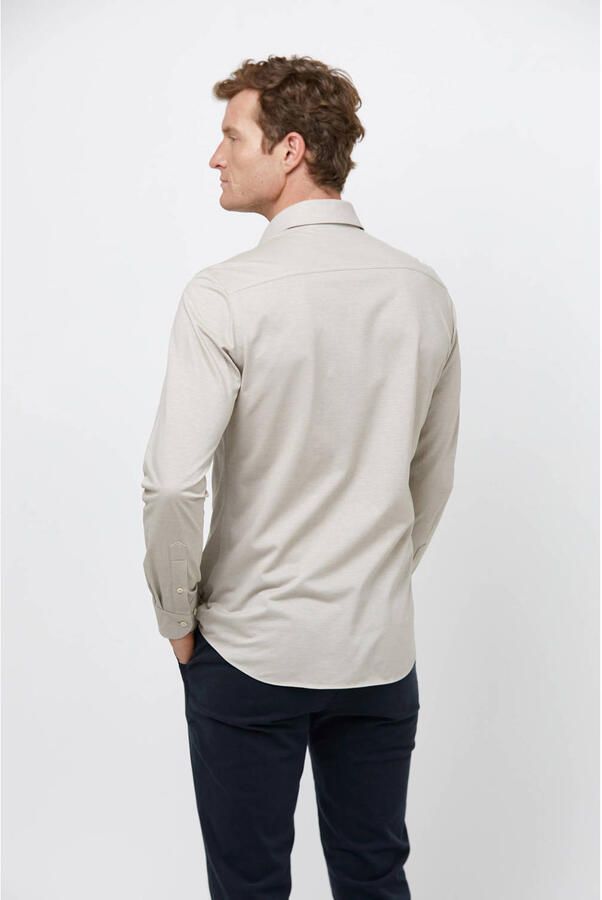 PROFUOMO Heren Overhemden Shirt X-cutaway Japanese Knitted Beige - Foto 5