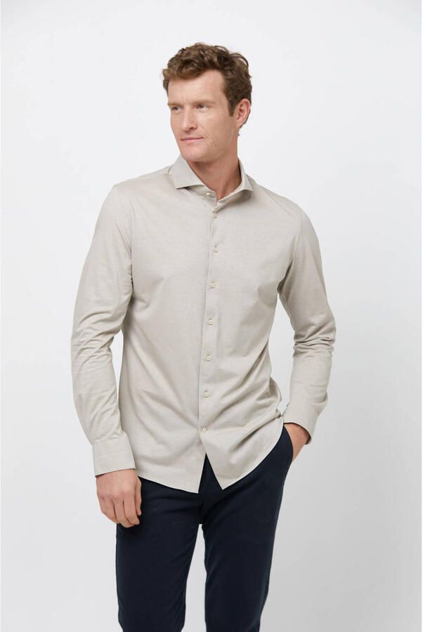 PROFUOMO Heren Overhemden Shirt X-cutaway Japanese Knitted Beige - Foto 7