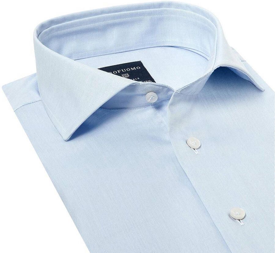 PROFUOMO Heren Overhemden Fine Twill Slim Fit Non Iron Extra Long Sleeve Lichtblauw - Foto 5