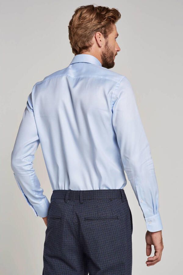 Profuomo Blauwe Overhemdjurk van Katoen Slim Fit Blue Heren - Foto 3