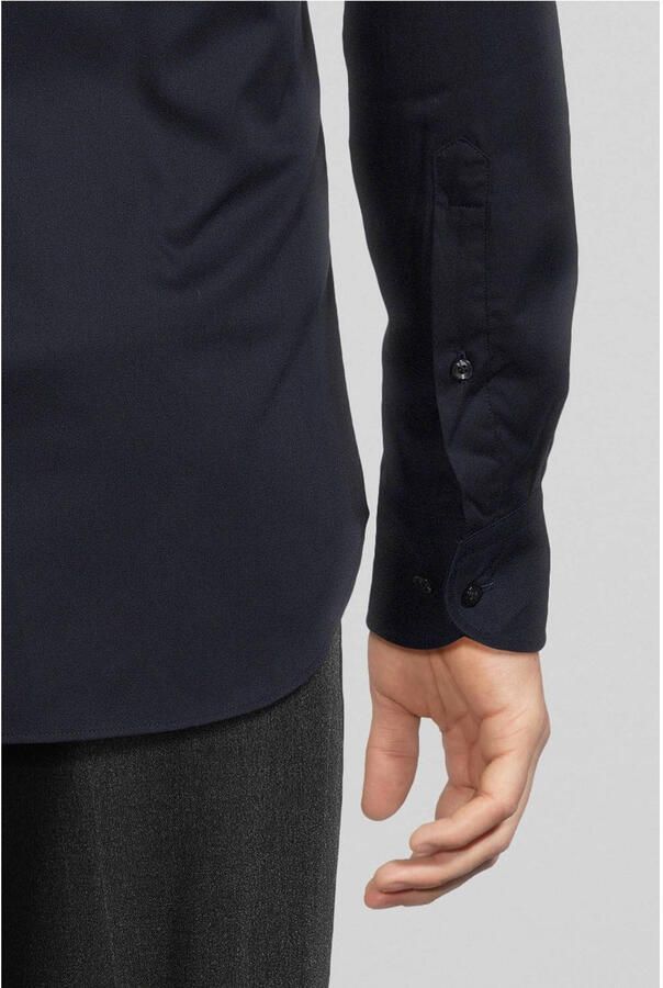 Profuomo slim fit strijkvrij overhemd donkerblauw twill - Foto 2