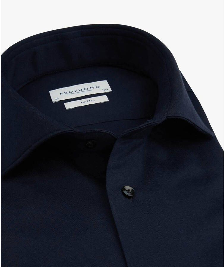 Profuomo slim fit strijkvrij overhemd met extra lange mouw navy