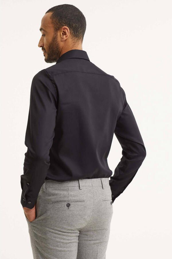 PROFUOMO Heren Overhemden Fine Twill Slim Fit Non Iron Zwart - Foto 6