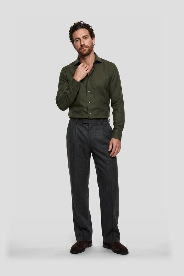 Profuomo Overhemd Lange Mouw Overhemd Brushed Twill Donkergroen - Foto 2