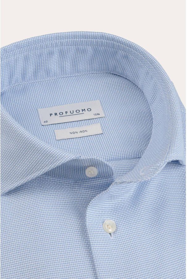 Profuomo slim fit twill overhemd lichtblauw - Foto 3