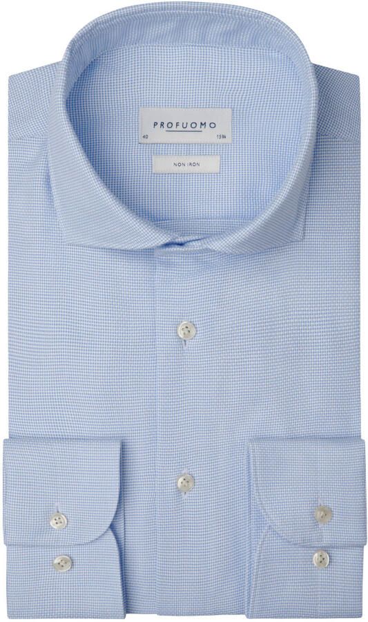 Profuomo slim fit twill overhemd lichtblauw