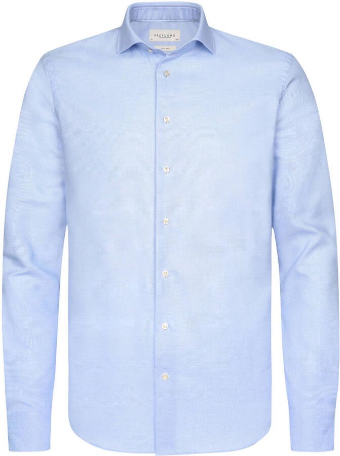 Profuomo slim fit twill overhemd lichtblauw - Foto 2