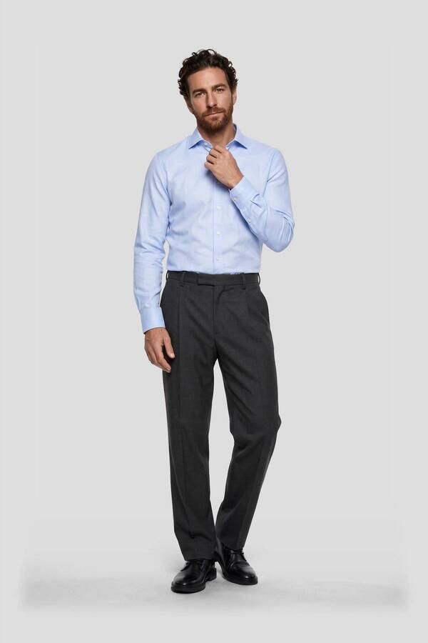 Profuomo slim fit twill overhemd lichtblauw - Foto 2