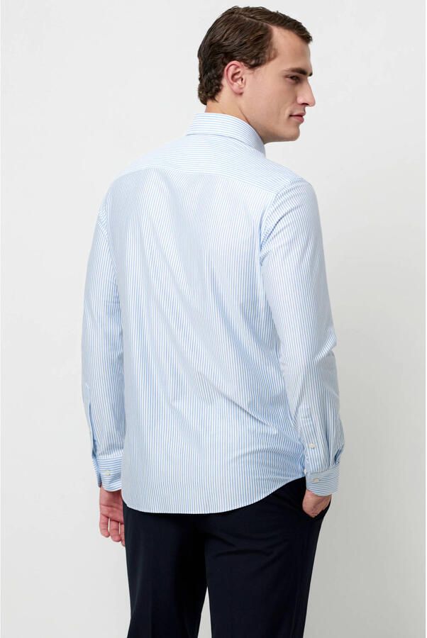 Profuomo Overhemd Lange Mouw Overhemd Japanese Knitted Blauw Strepen - Foto 2