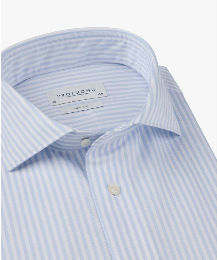 Profuomo slim gestreepte casual overhemd lichtblauw - Foto 2