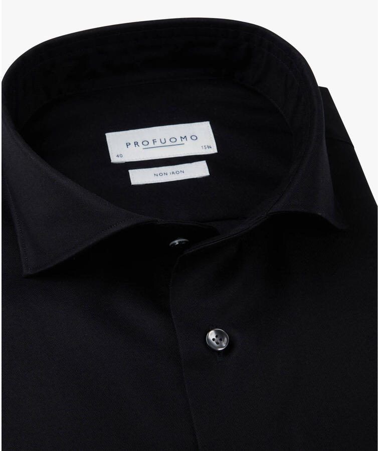 Profuomo Overhemd Lange Mouw Twill Overhemd Zwart - Foto 2