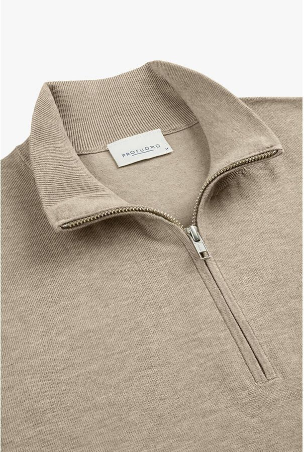 PROFUOMO Heren Truien & Vesten Half Zip Luxury Basic Beige - Foto 6