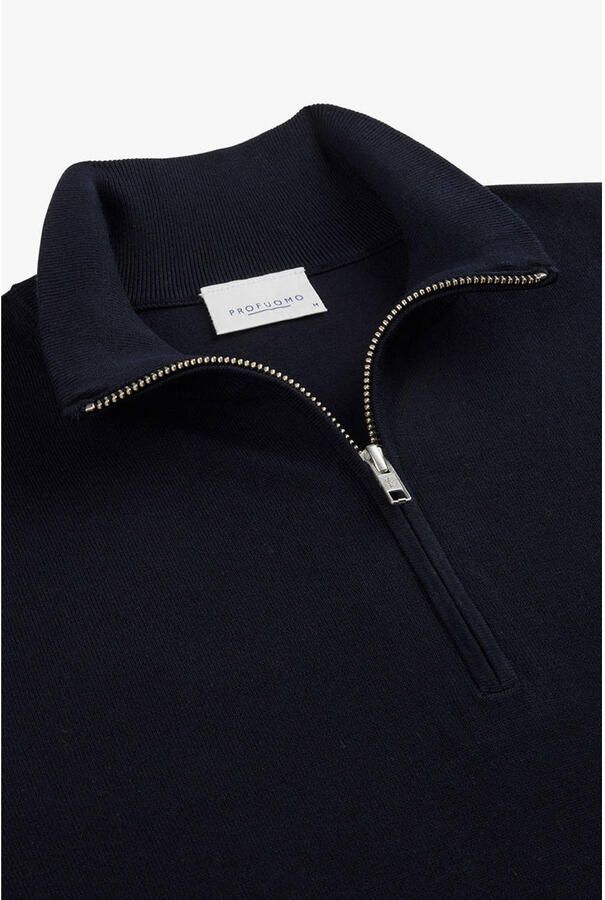 PROFUOMO Heren Truien & Vesten Half Zip Luxury Basic Donkerblauw - Foto 7