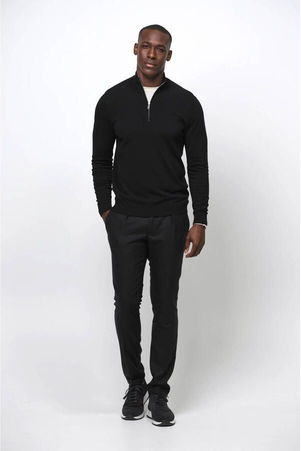 PROFUOMO Heren Truien & Vesten Half Zip Luxury Basic Donkerblauw - Foto 5