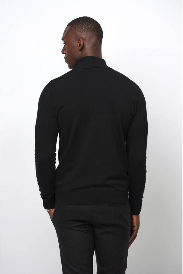 PROFUOMO Heren Truien & Vesten Half Zip Luxury Basic Donkerblauw - Foto 6