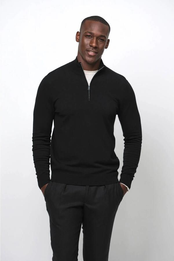 Profuomo Slim fit gebreide pullover met zijdegehalte en ritssluiting - Foto 7