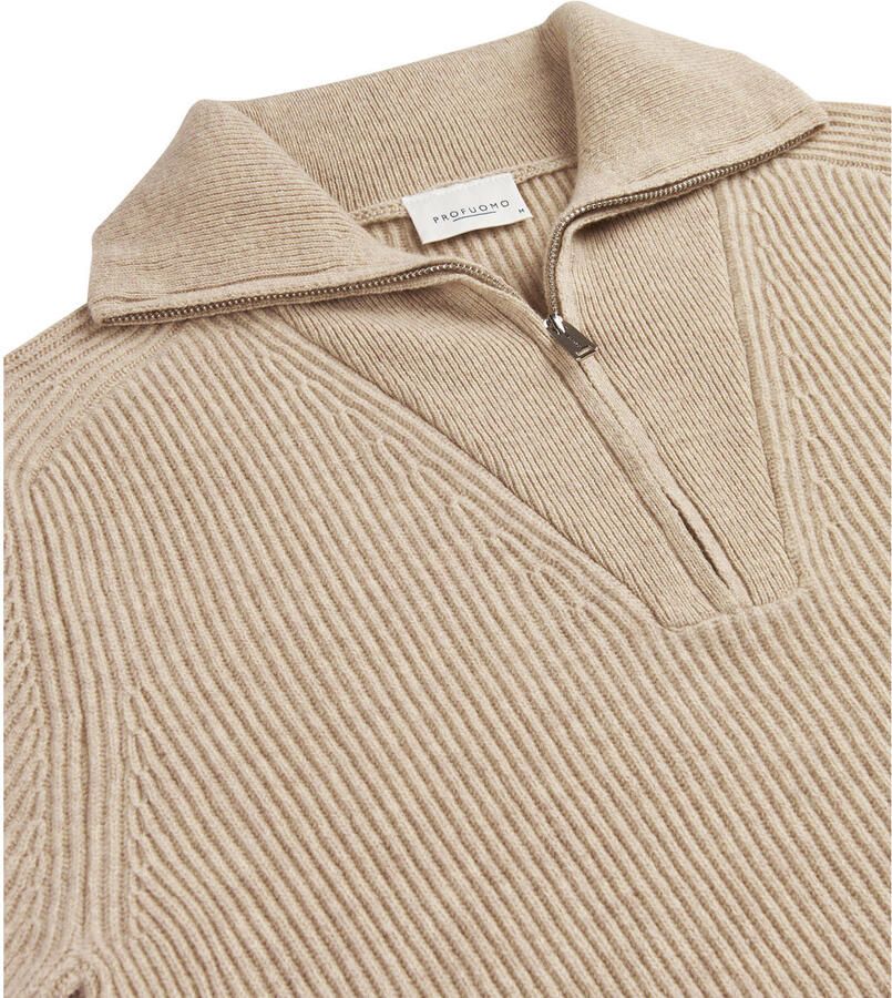 PROFUOMO Heren Truien & Vesten Pullover Half Zip Beige - Foto 5