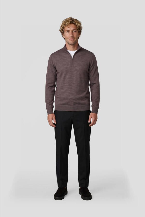 PROFUOMO Heren Truien & Vesten Pullover Half Zip Extrafine Merino Plum - Foto 2