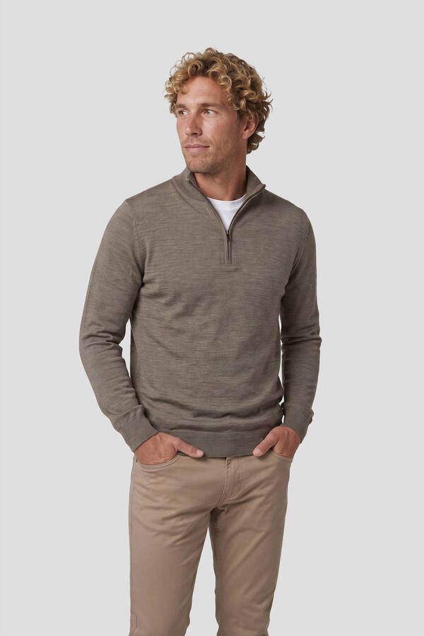 PROFUOMO Heren Truien & Vesten Pullover Half Zip Extrafine Merino Taupe - Foto 5