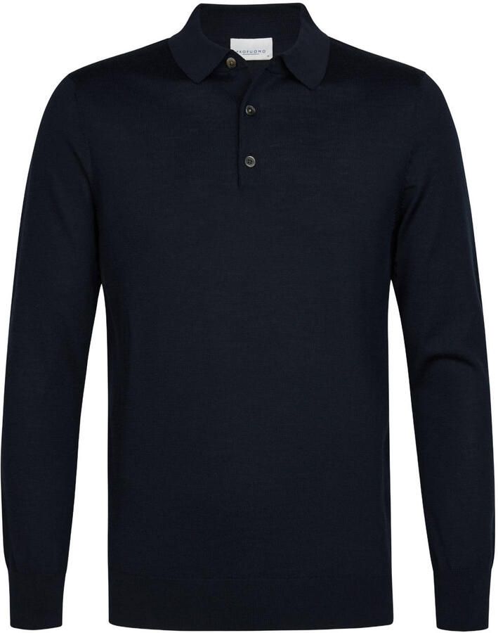 Profuomo wollen regular fit gebreide trui donkerblauw