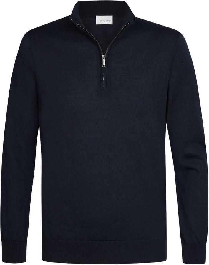 PROFUOMO Heren Truien & Vesten Pullover Half Zip Extrafine Merino Donkerblauw - Foto 5