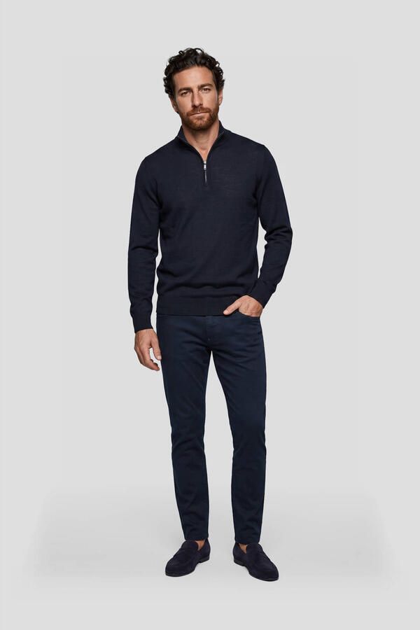 PROFUOMO Heren Truien & Vesten Pullover Half Zip Extrafine Merino Donkerblauw - Foto 5