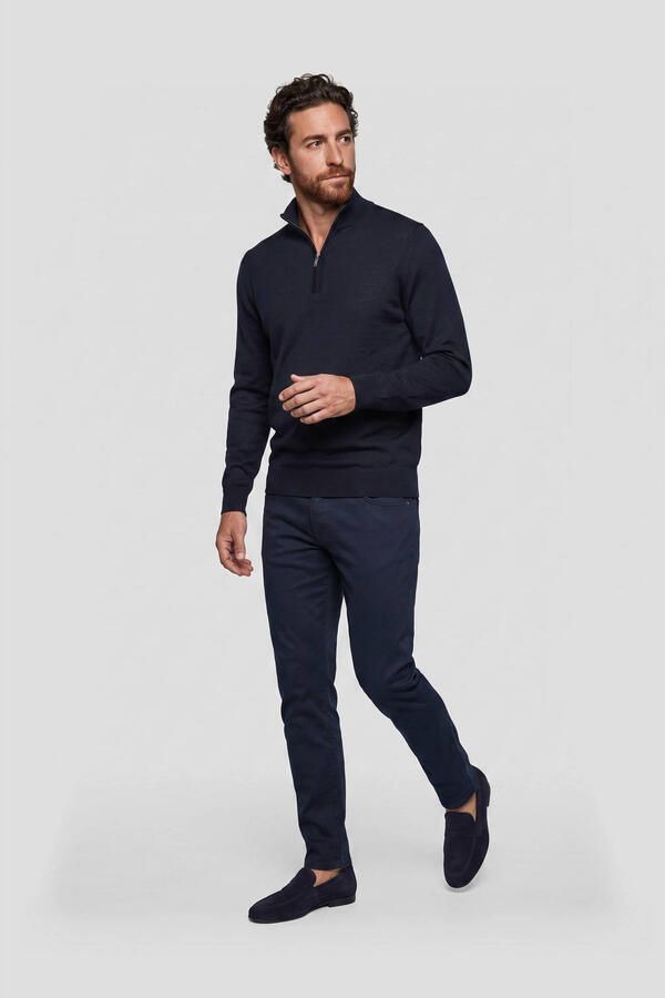 PROFUOMO Heren Truien & Vesten Pullover Half Zip Extrafine Merino Donkerblauw - Foto 6