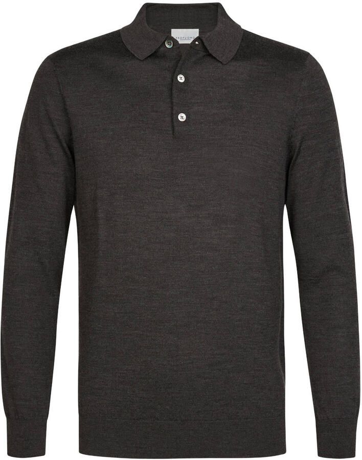 Profuomo wollen regular fit gebreide trui donkerbruin