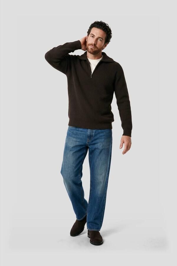 PROFUOMO Heren Truien & Vesten Pullover Half Zip Heavy Wool Bruin - Foto 5