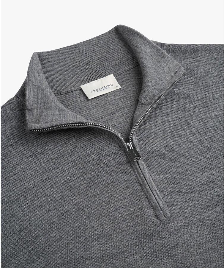 Profuomo wollen regular fit gebreide trui donkergrijs - Foto 2