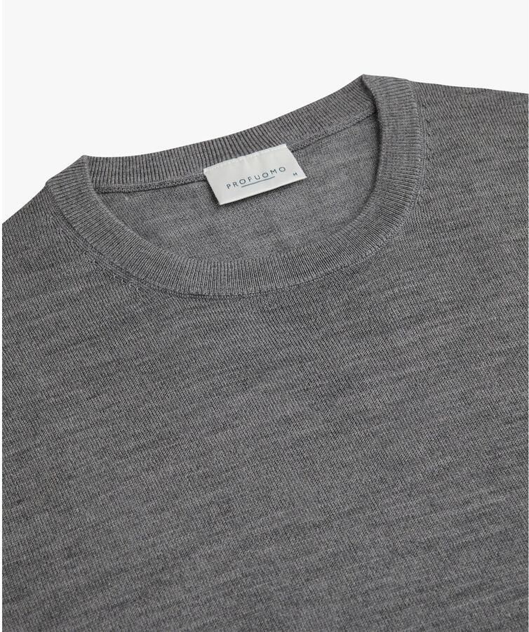 Profuomo wollen regular fit gebreide trui donkergrijs - Foto 2