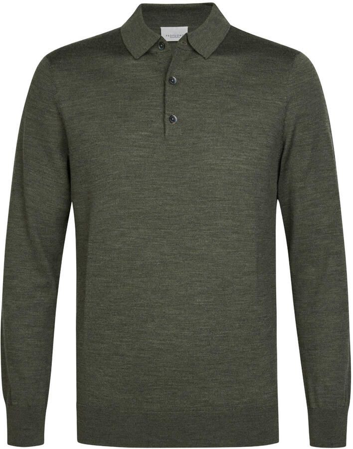 Profuomo wollen regular fit gebreide trui donkergroen