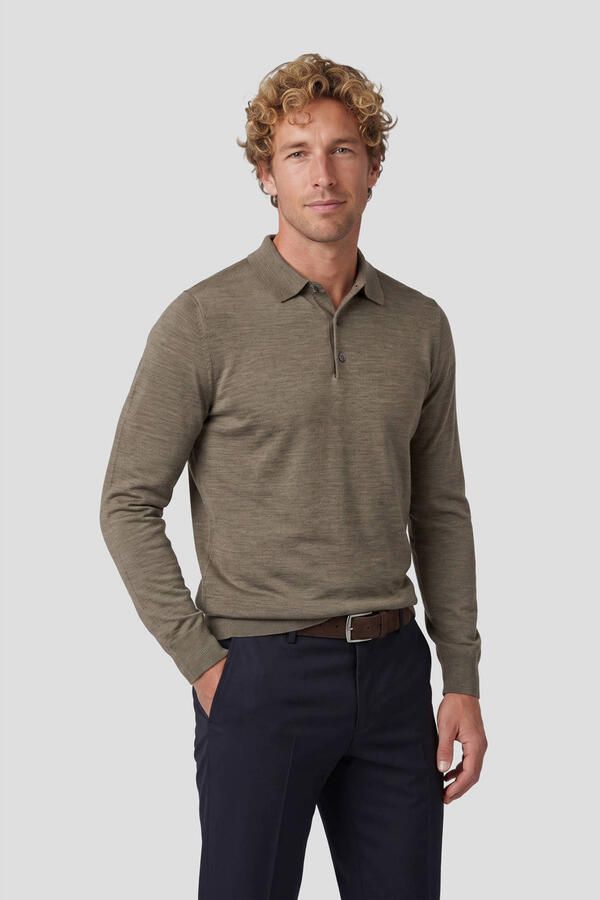 PROFUOMO Heren Truien & Vesten Polo Ls Extrafine Merino Taupe