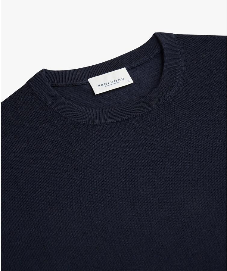 Profuomo wollen regular fit gemêleerde trui donkerblauw
